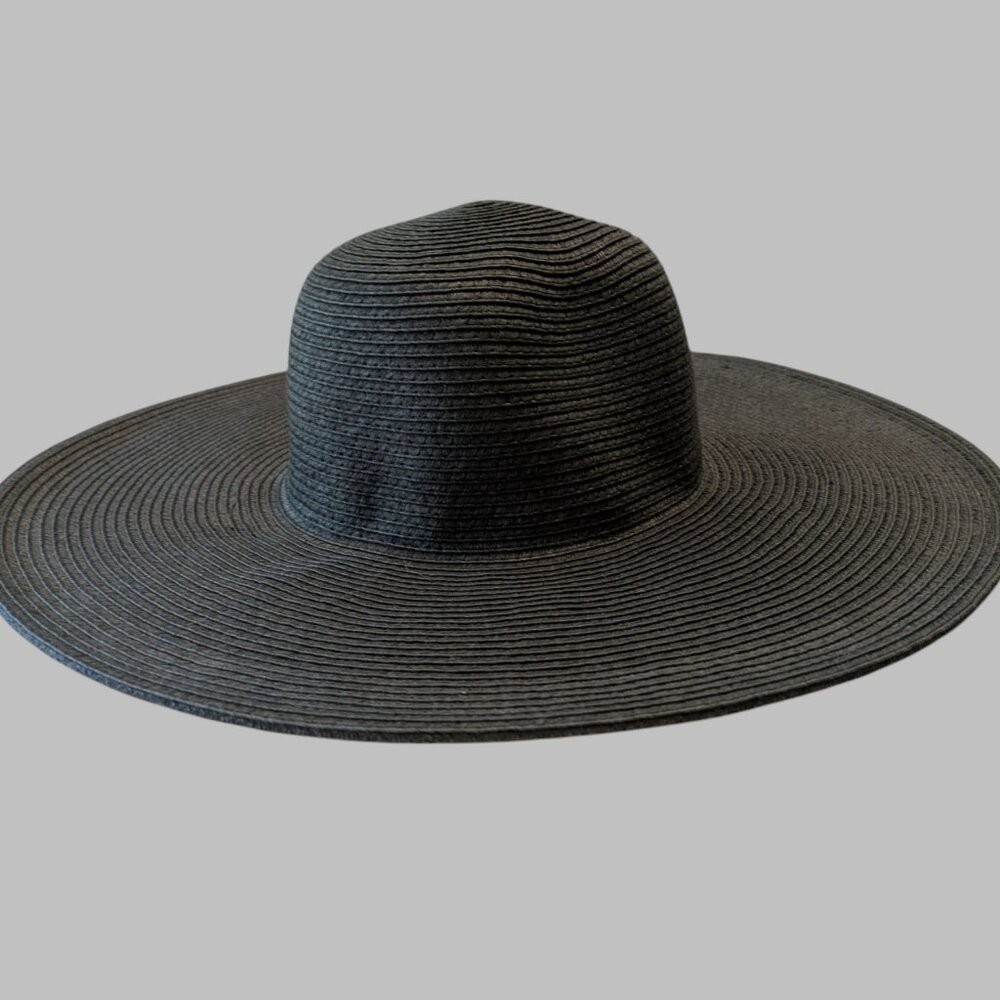 J. Crew Black Floppy Straw Hat